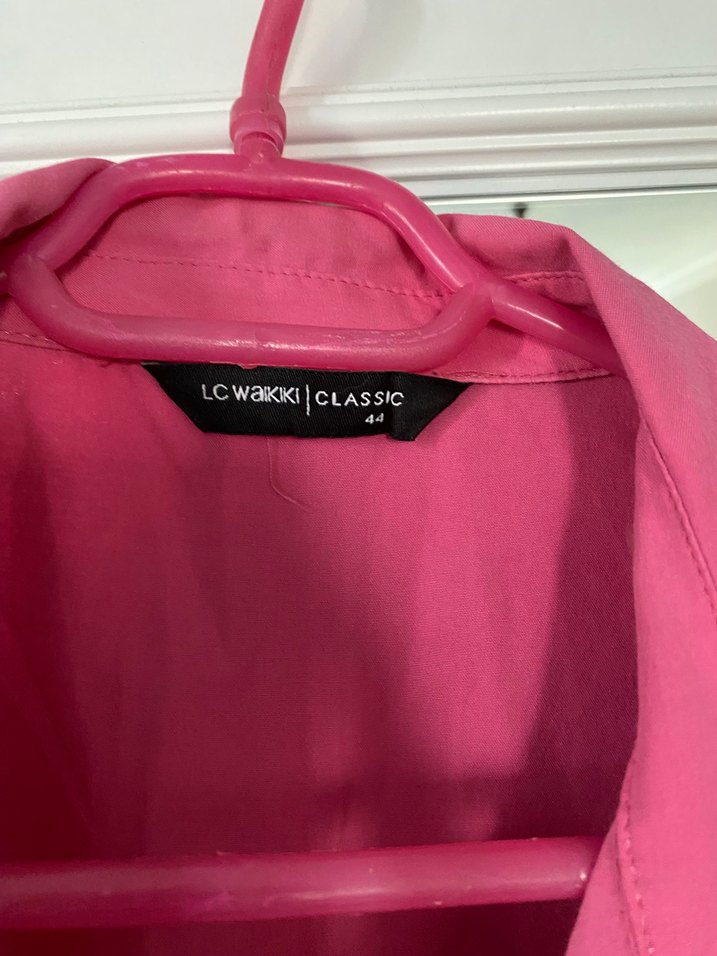 Pembe Uzun Kollu Düğmeli Kadın Gömlek - Görsel 3