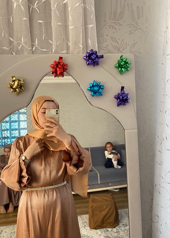 Camel Renkli Uzun Bohem Kadın Elbise