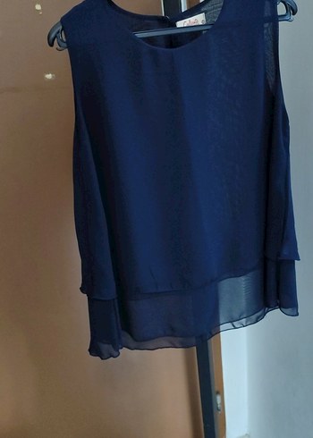 Lacivert Kolsuz Drapeli Mini Bluz 3 Adet