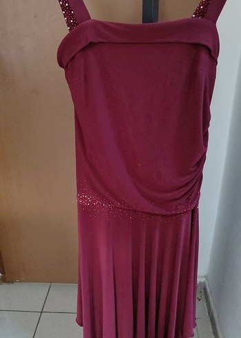 Diğer Bordo Drapeli Uzun Abiye Elbise