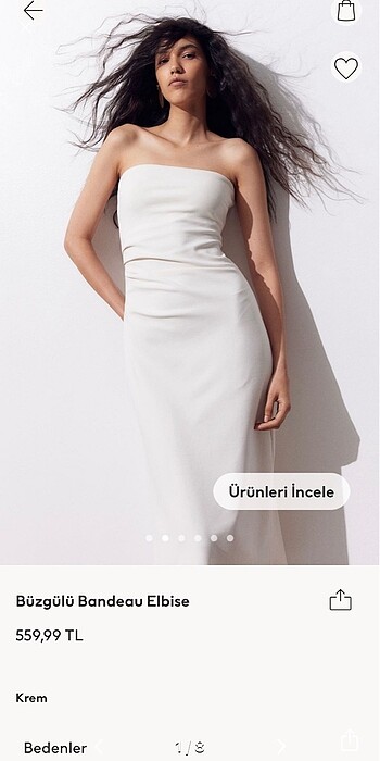 H&M Beyaz straplez elbise