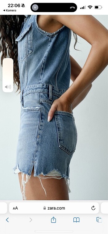 xs Beden Zara denim kot tulum