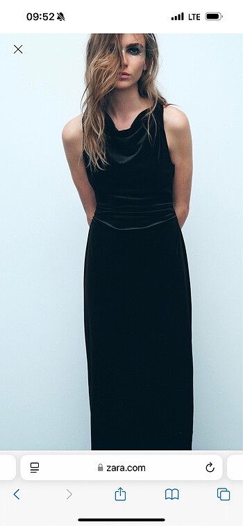 Zara Kadife midi elbise