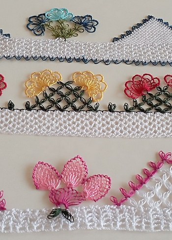 El İşi Nakışlı Çeşitli Dantel Şeritler - Görsel 8