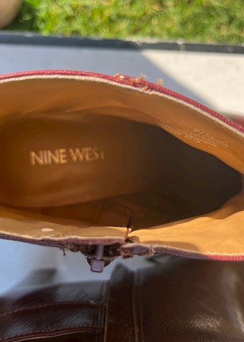 37,5 Beden bordo Renk NINE WEST Bordo Deri Platform Topuklu Kadın Bot