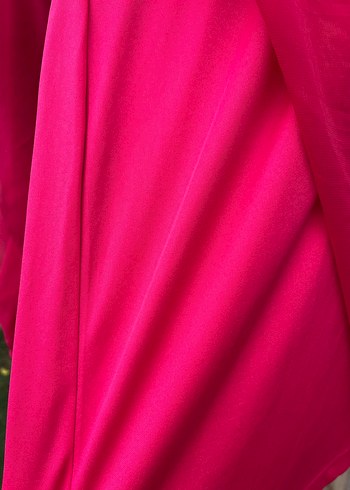 Pembe Tek Omuz Şifon Elbise - Görsel 7