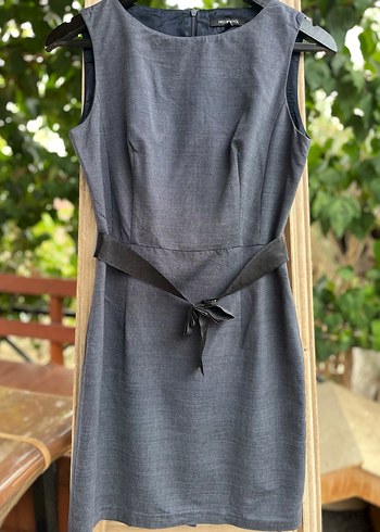 İPEKYOL Lacivert Kemerli Midi Elbise - Görsel 2