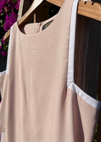 FABRİKA Pudra Midi Kolsuz Şık Elbise - Görsel 6