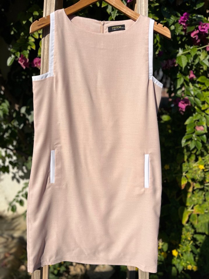 FABRİKA Pudra Midi Kolsuz Şık Elbise - Görsel 2