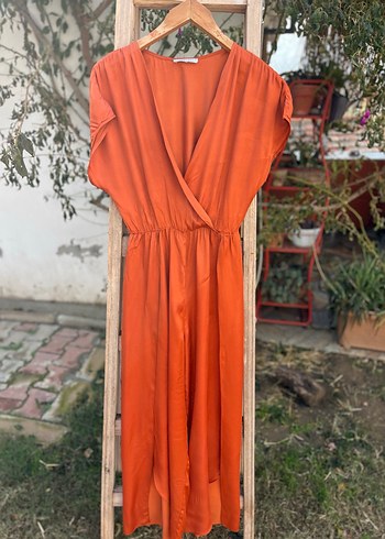 Jimmy Key Turuncu V Yakalı Uzun Bohem Tulum - Görsel 2