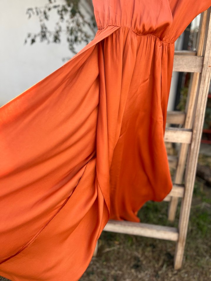 Jimmy Key Turuncu V Yakalı Uzun Bohem Tulum - Görsel 5