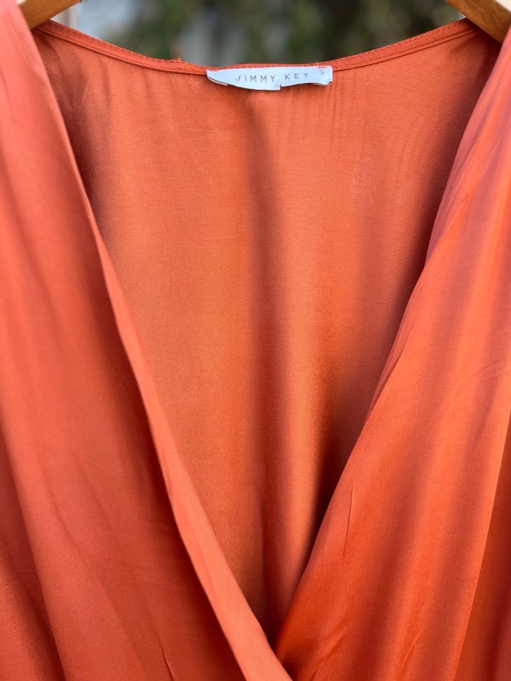 Jimmy Key Turuncu V Yakalı Uzun Bohem Tulum - Görsel 3