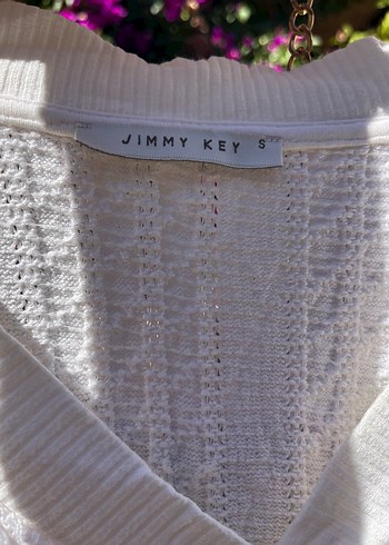 Jimmy Key Jimmy Key V Yaka Örgü Beyaz Kazak