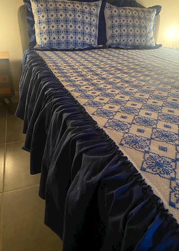 Vintage İşlemeli Lacivert Yatak Örtüsü - Görsel 2