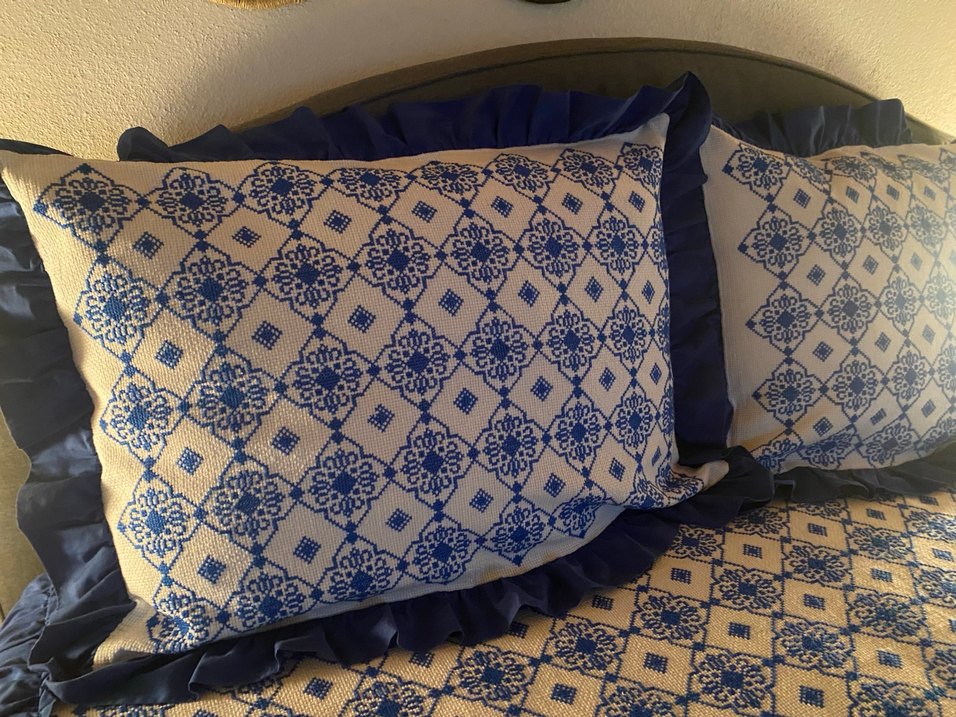 Vintage İşlemeli Lacivert Yatak Örtüsü - Görsel 5