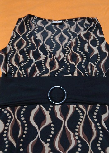 siyah kahve desenli elbise - Görsel 3