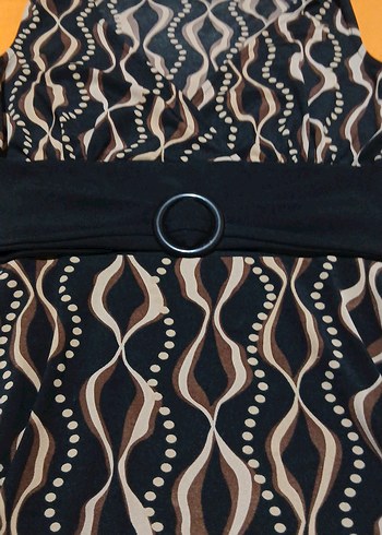 siyah kahve desenli elbise - Görsel 5