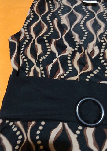 siyah kahve desenli elbise - Görsel 4