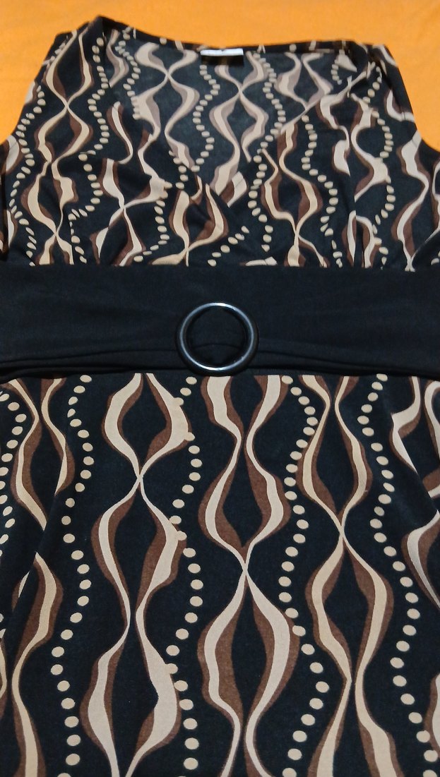 siyah kahve desenli elbise - Görsel 5