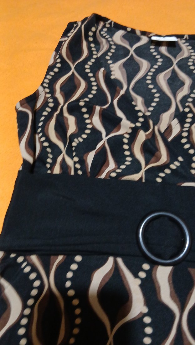 siyah kahve desenli elbise - Görsel 4