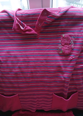 Pembe Uzun Kollu Rahat Kadın Pijama Takımı - Görsel 2