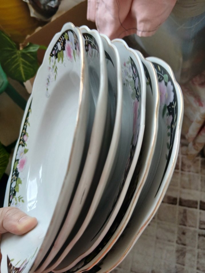 Çiçek Desenli Beyaz Porselen Tabak - Görsel 2