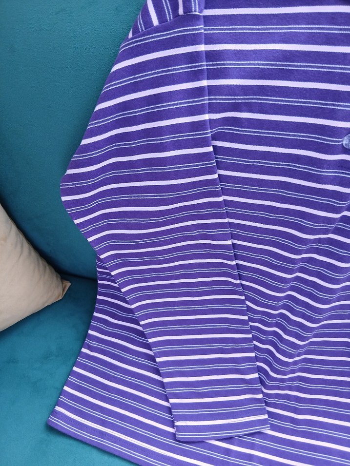 Düğmeli Mor Çizgili blüz - Görsel 2