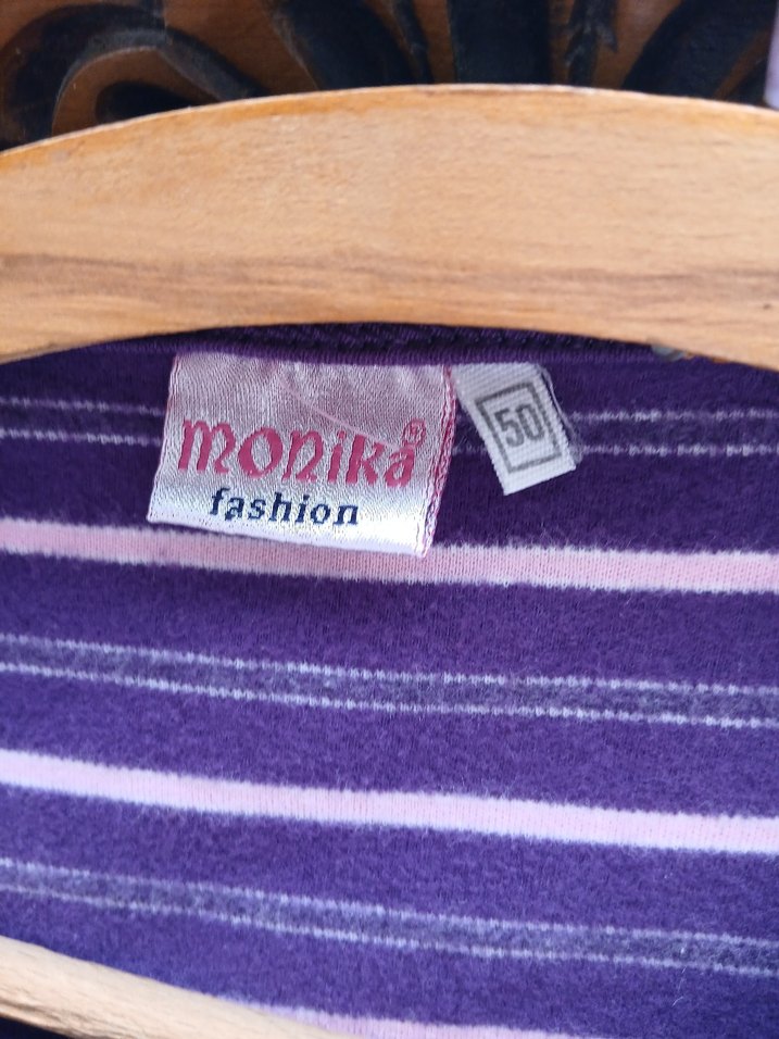 Düğmeli Mor Çizgili blüz - Görsel 4