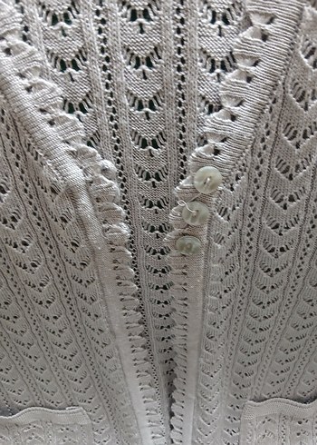 Beyaz V Yaka Örgü Kadın Yelek - Görsel 2