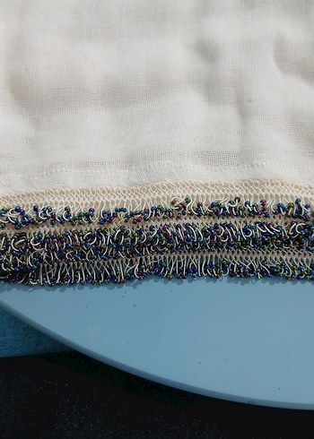 Boncuk İşlemeli Beyaz Kadın örtü - Görsel 2