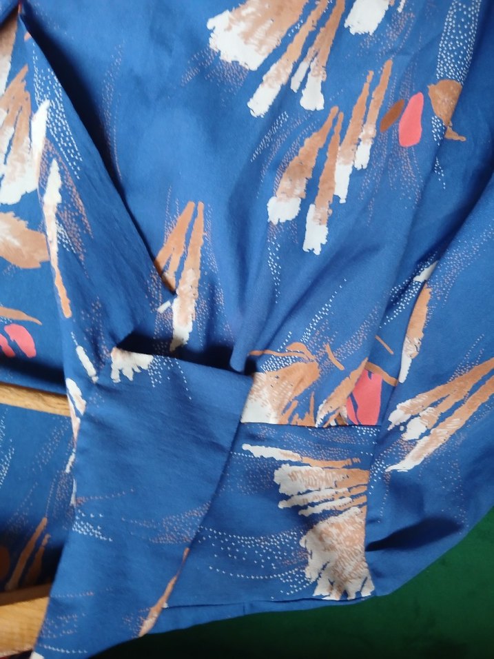 Mavi Desenli Uzun Kollu şifon Bohem Gömlek - Görsel 2