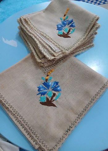 Mavi Nakışlı Bohem salon Örtüsü - Görsel 2