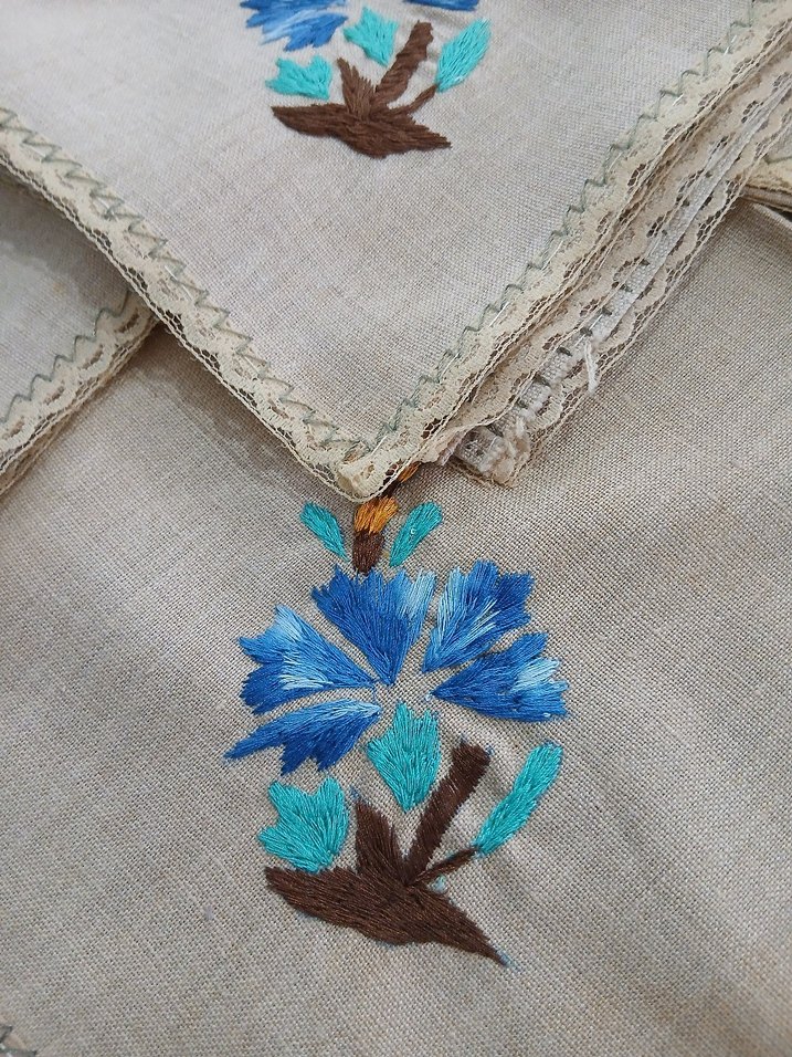 Mavi Nakışlı Bohem salon Örtüsü - Görsel 5