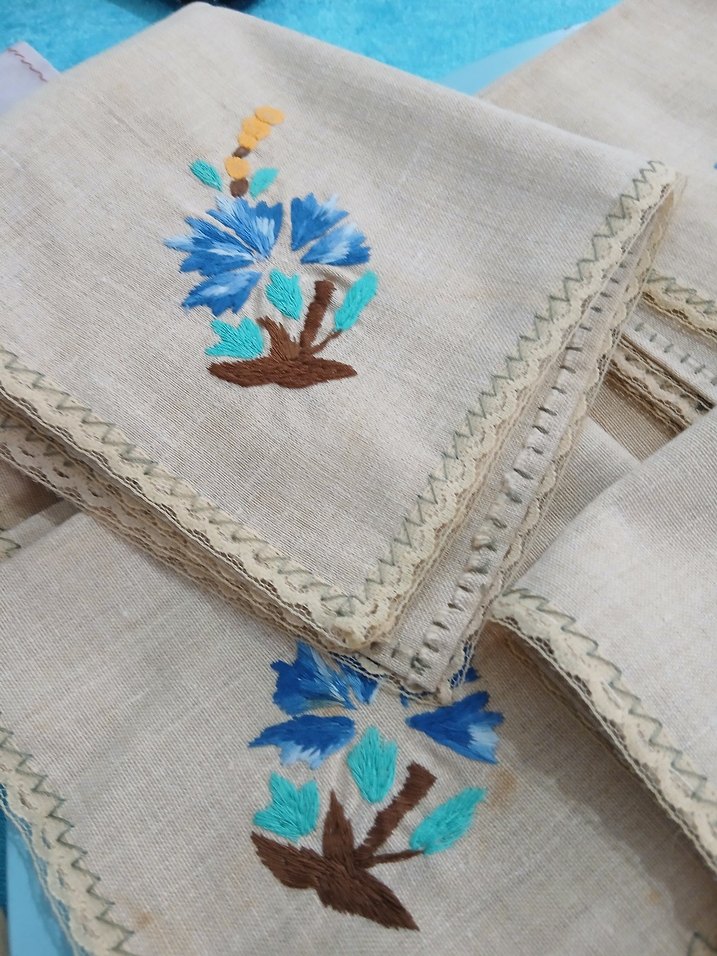 Mavi Nakışlı Bohem salon Örtüsü - Görsel 4