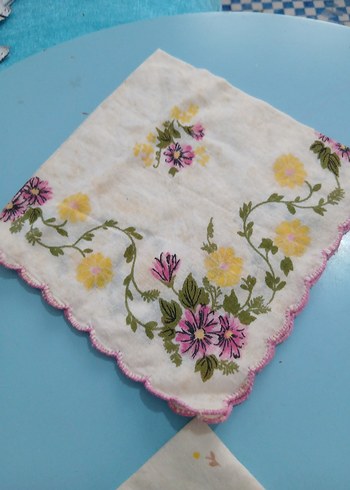 Nakışlı  ve baskılı Vintage kadın Mendili - Görsel 3