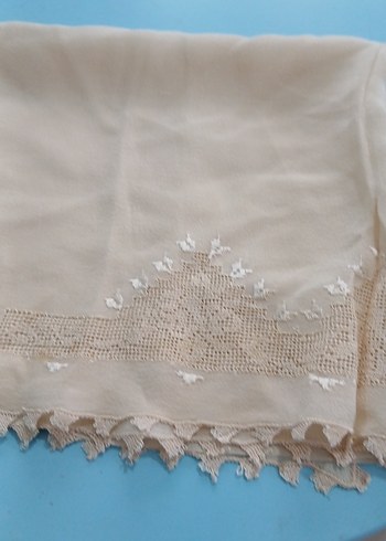 krem rengi iğne oyalı Nakışlı  mevlüt  Örtüsü - Görsel 5