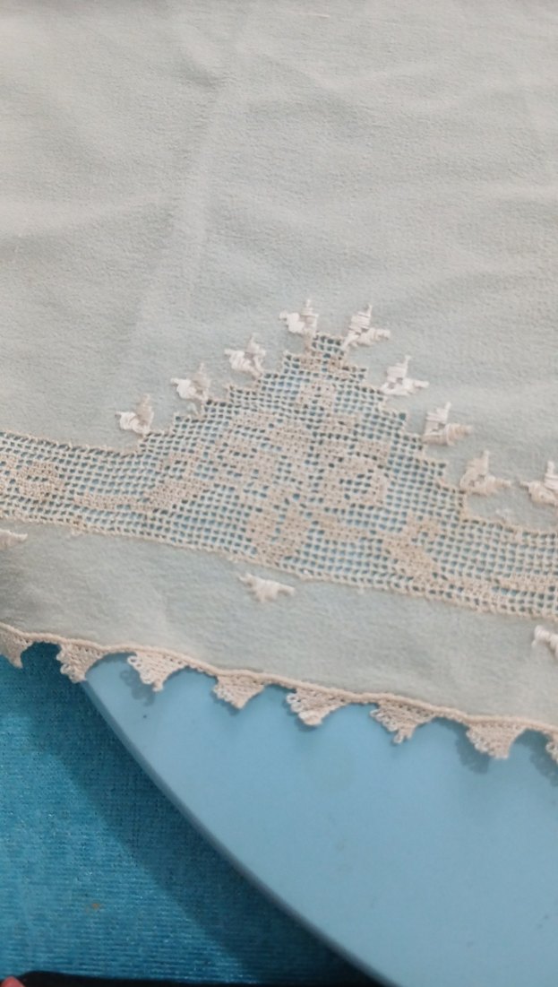 krem rengi iğne oyalı Nakışlı  mevlüt  Örtüsü - Görsel 2