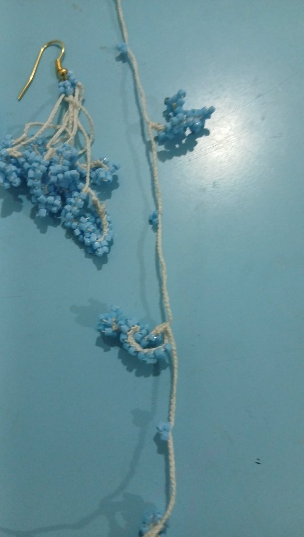 Mavi Boncuklu Uzun Bohem Kolye ve Küpe Seti - Görsel 3