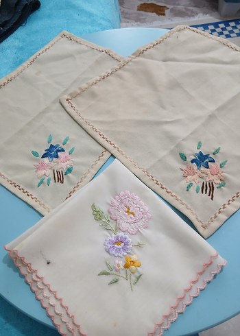 Nakışlı Vintage kare nakışlı örtüler adet fiyatı - Görsel 8