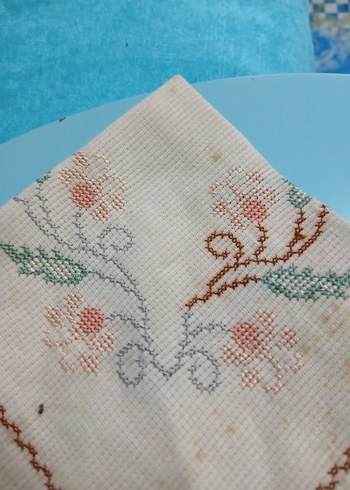 Nakışlı Vintage kare nakışlı örtüler adet fiyatı - Görsel 6