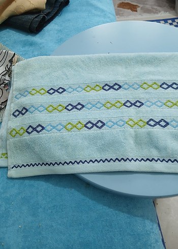 Nakışlı Pastel Mavi  büyük hidrofil Havlu - Görsel 3