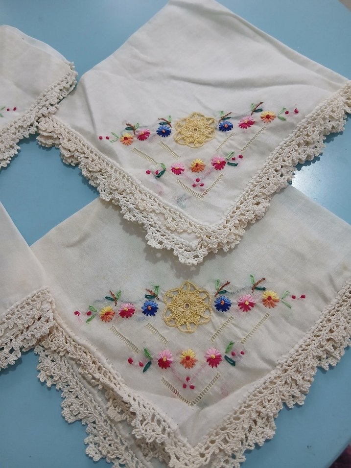 Nakışlı Bohem Beyaz büfe Örtüsü - Görsel 3