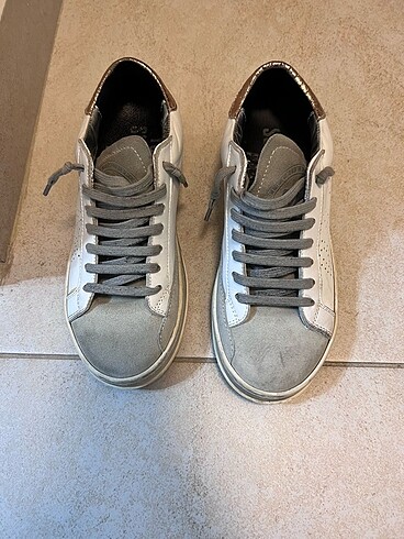 36 Beden P448 E8 John Beyaz Gri Deri Sneaker