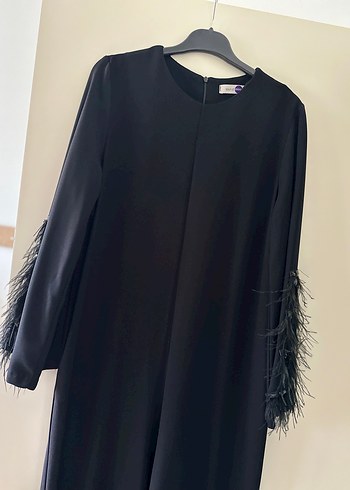 Siyah Tüy Detaylı Uzun Kollu Uzun tulum - Görsel 4