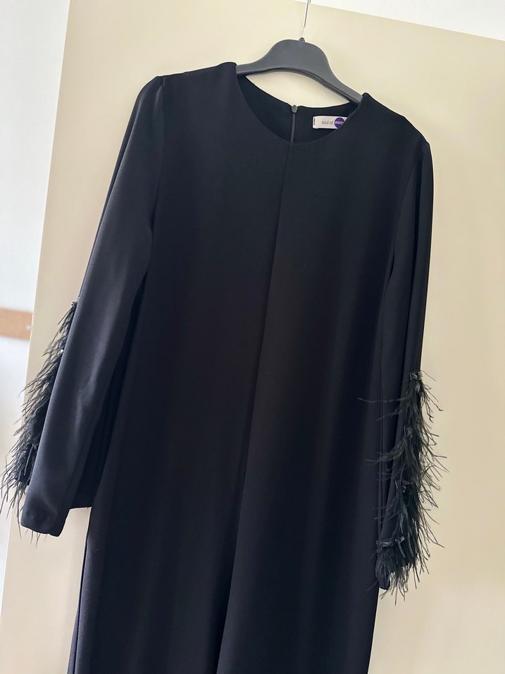 Siyah Tüy Detaylı Uzun Kollu Uzun tulum - Görsel 4