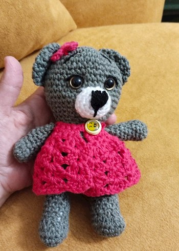  Beden yeşil Renkli El Örgüsü Peluş Ayıcık