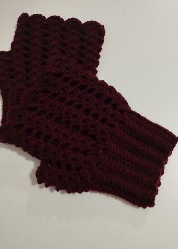 Bordo Örgü Kadın Eldiven - Görsel 3