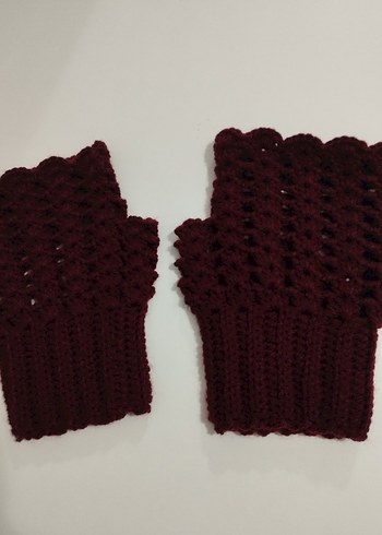 Bordo Örgü Kadın Eldiven - Görsel 2
