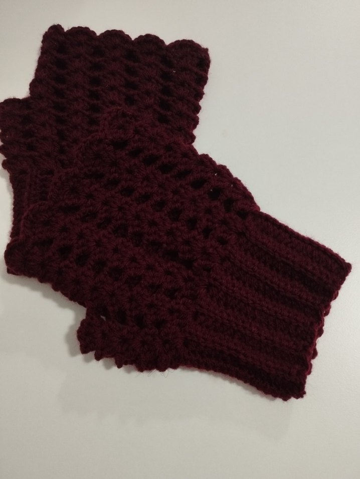 Bordo Örgü Kadın Eldiven - Görsel 3