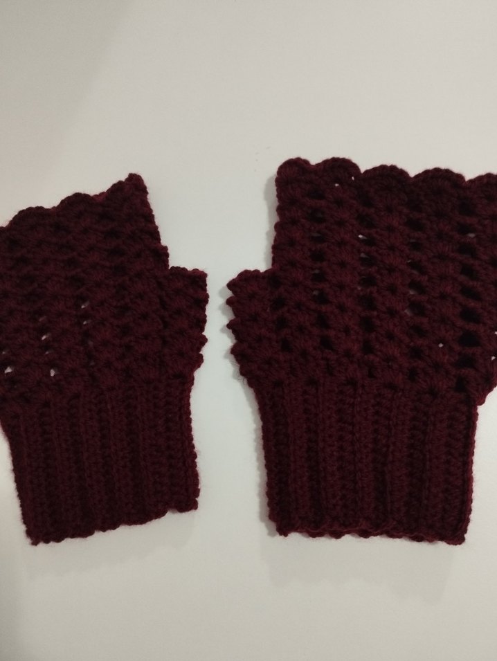 Bordo Örgü Kadın Eldiven - Görsel 2